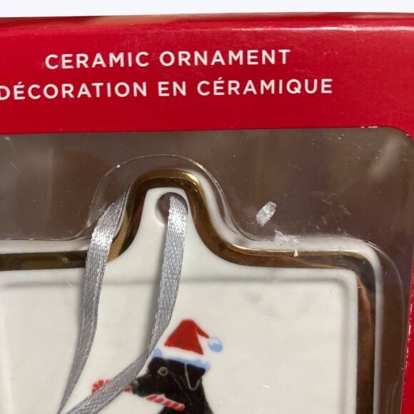 Black Labrador Ceramic Ornament With Santa Hat & Candy Cane By Fringe - Picture 6 of 8